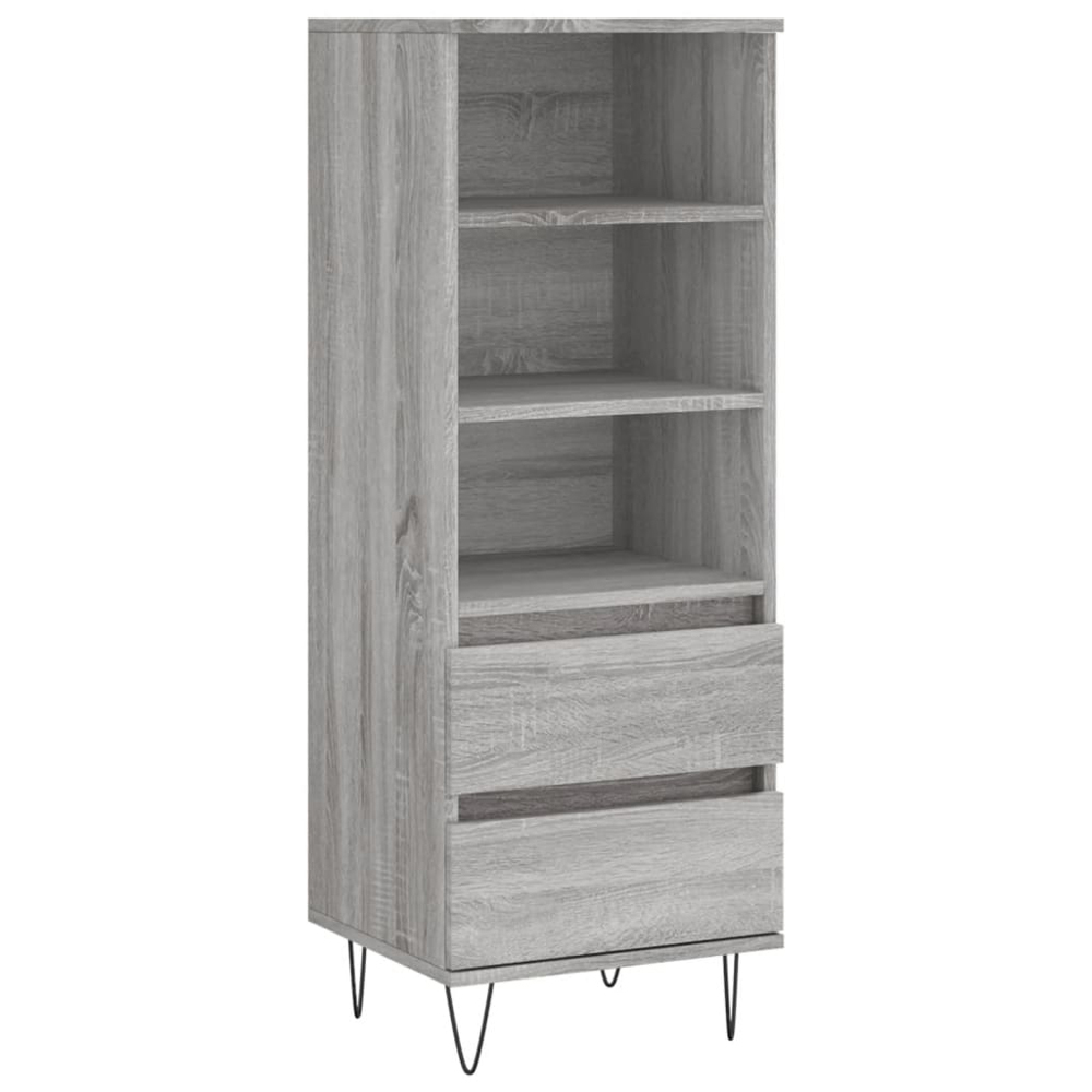 vidaXL 2 Drawer 3 Shelf Grey Sonoma Highboard Image 2