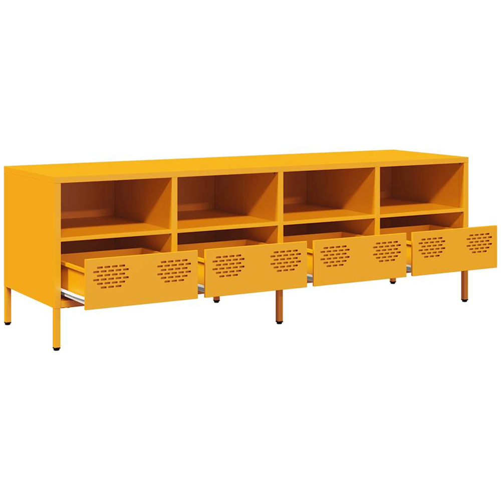 vidaXL 4 Drawer 4 Shelf Mustard Yellow Cold-Rolled Steel TV Cabinet Image 5