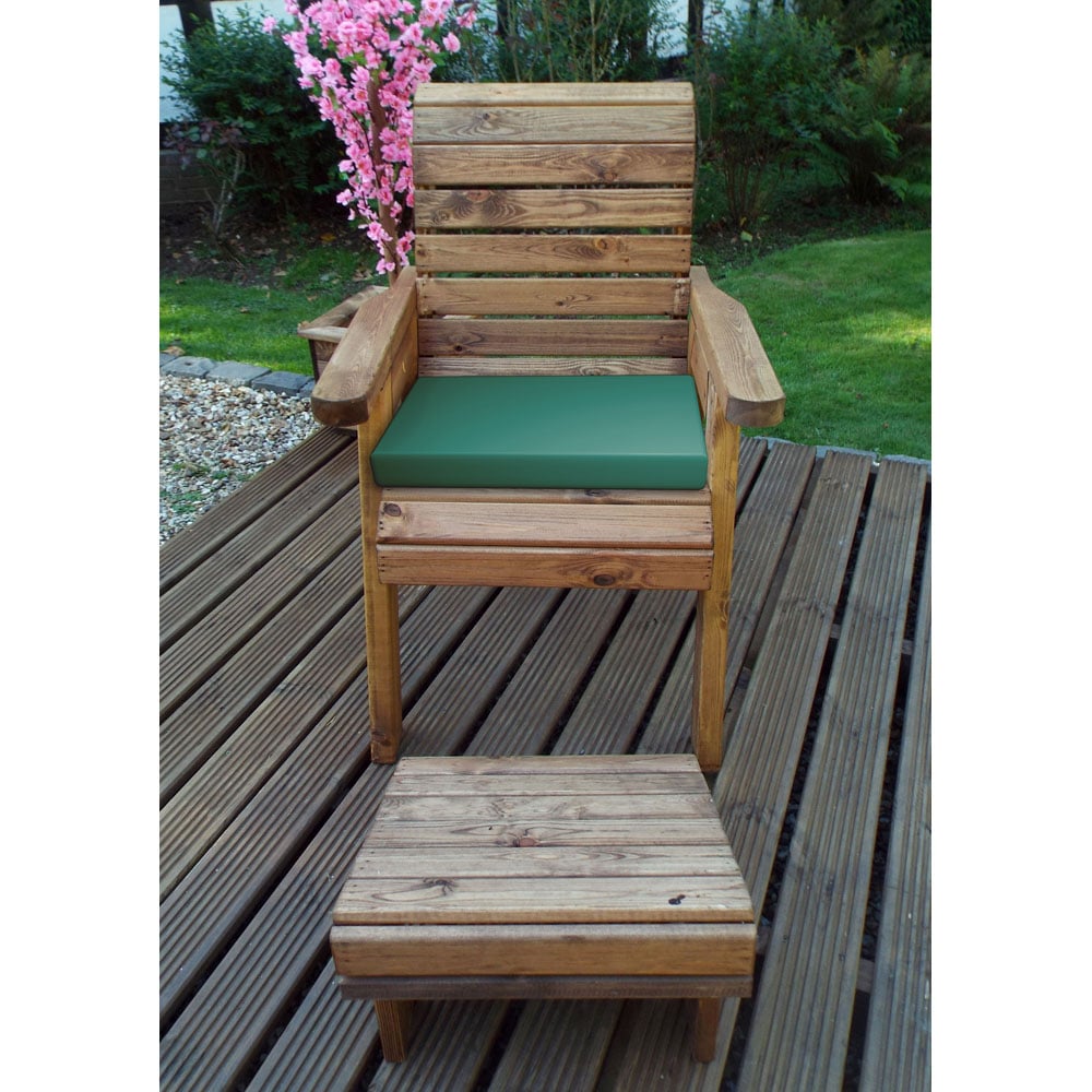 Charles Taylor Single Seater Lounger with Green Cushions Image 2