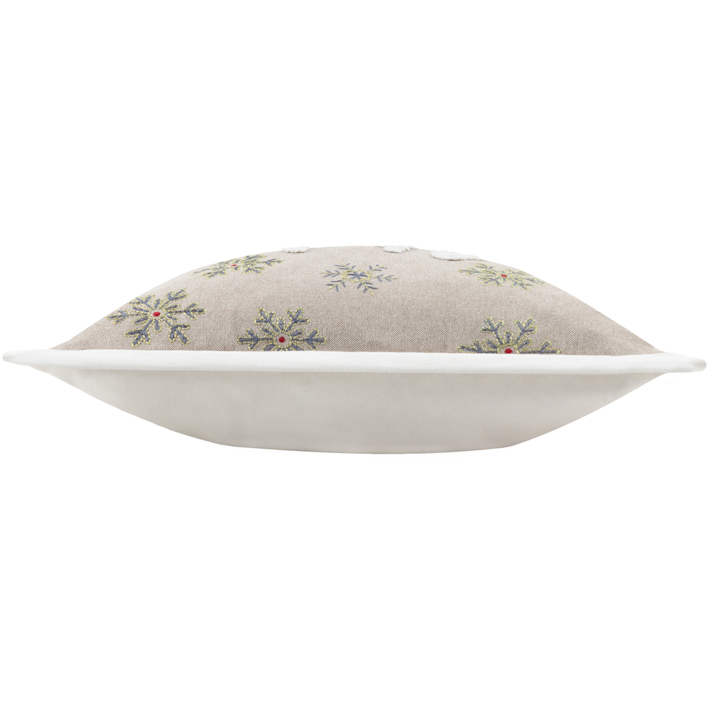 Paoletti Winter Let It Snow Embroidered Greige Boucle Cushion 45 x 45cm Image 3