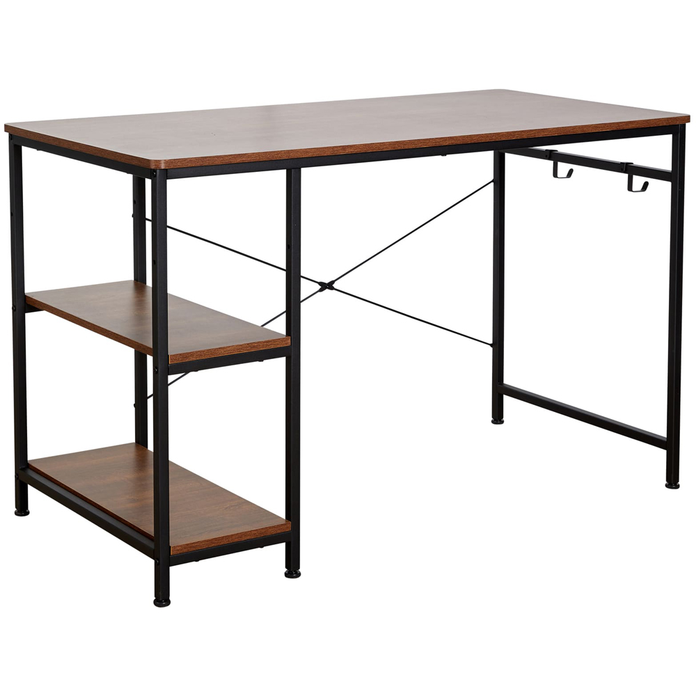 Home Source Stanton 2 Shelf Computer Desk with Hook Dark Oak Image 2