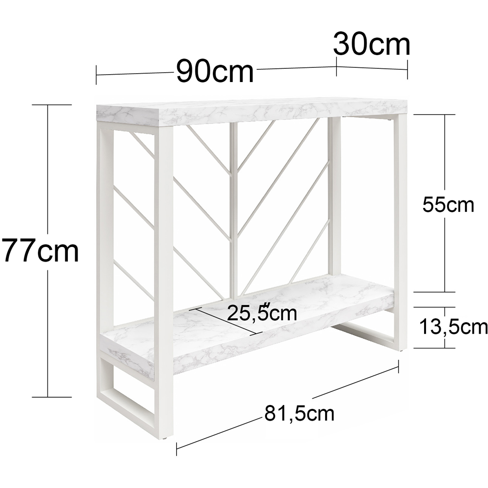Dorel Home Brielle Single Shelf White Faux Marble Console Table Image 9