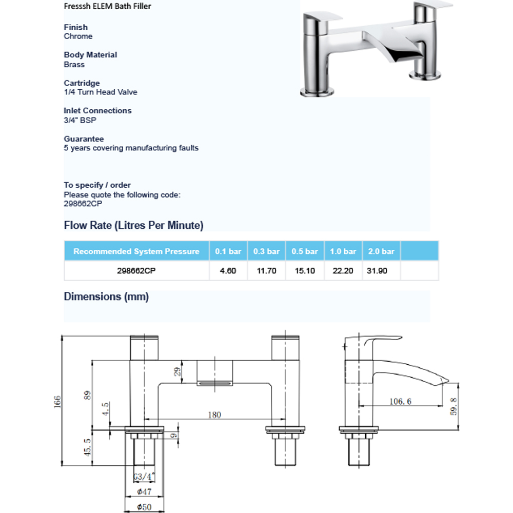 Fresssh Elem Bath Filler Chrome Image 2