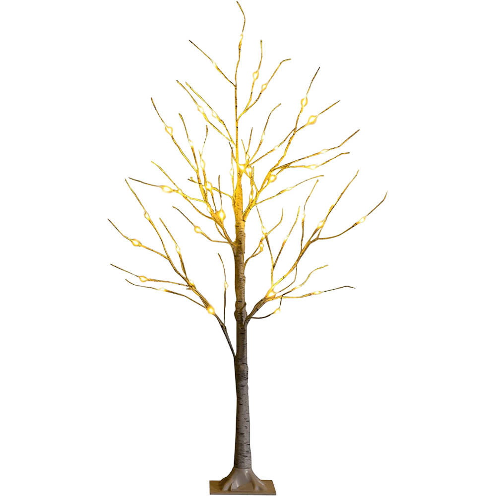 Costway Silver Twig Tree Warm White LED Indoor Christmas Decoration 4ft Image 1