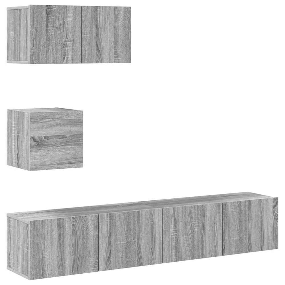 vidaXL 7 Door Grey Sonoma Wall Mounted TV Cabinet Image 2