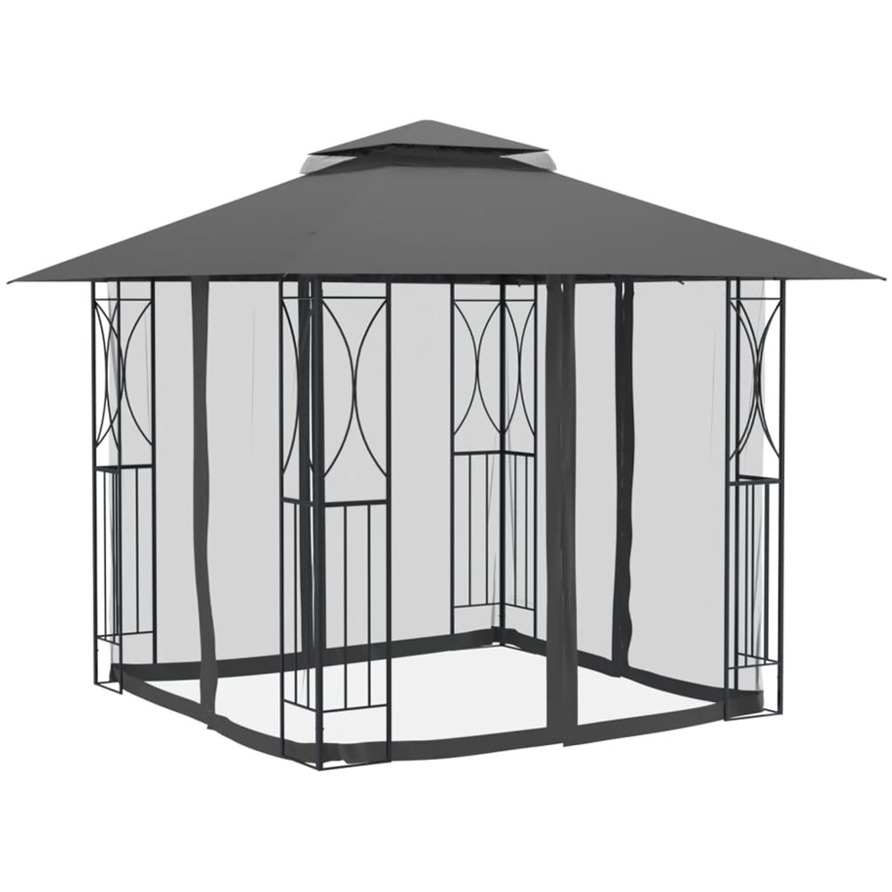 vidaXL 2.7 x 3m Steel Anthracite Gazebo with Sidewalls Image 3