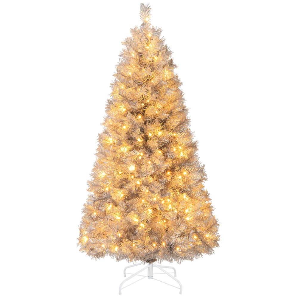 Costway 170 Warm White LED Pre-Lit Artificial Christmas Tree 5ft Image 1