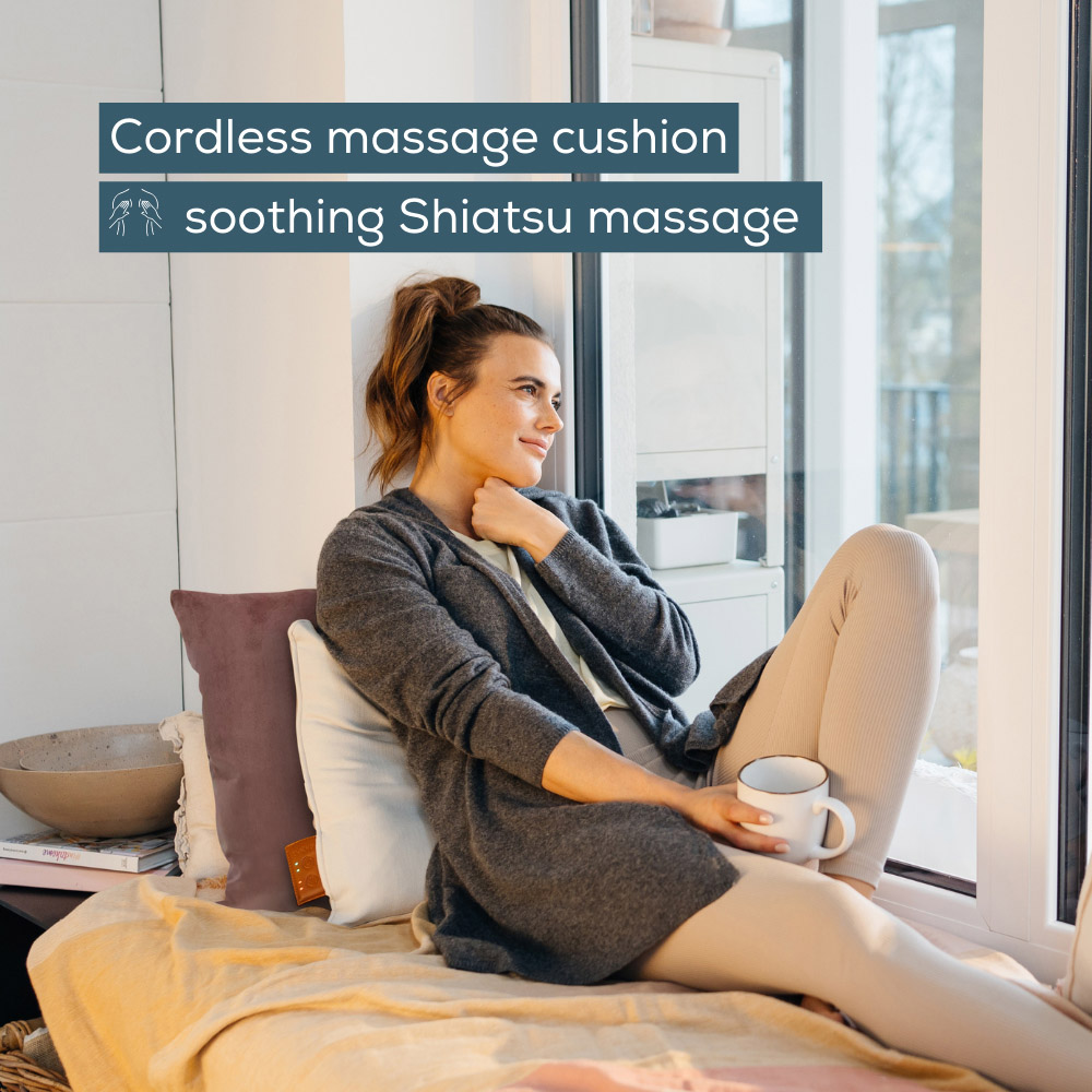 Beurer Cordless Shiatsu Cream and Grey Massage Cushion with Heat Image 3