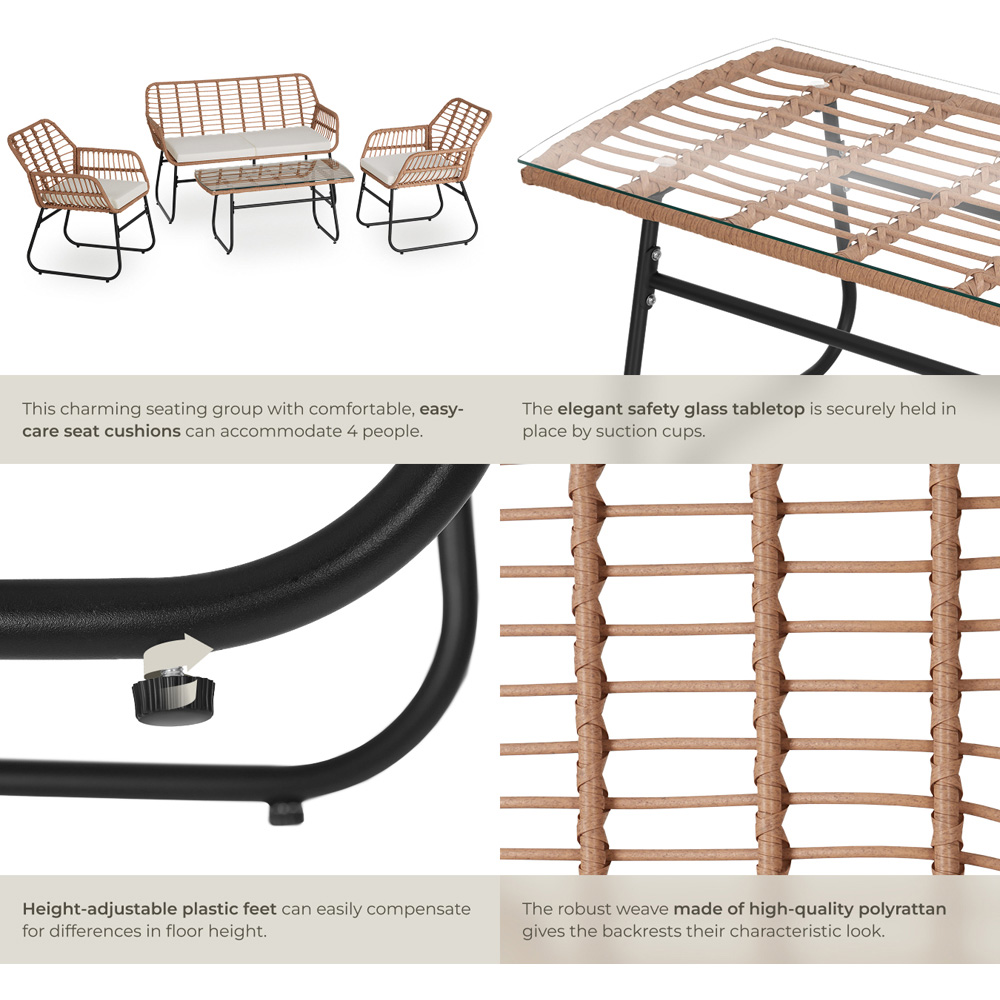 tectake Molfetta 4 Seater XL Brown Weather Safe Garden Furniture Set Image 5