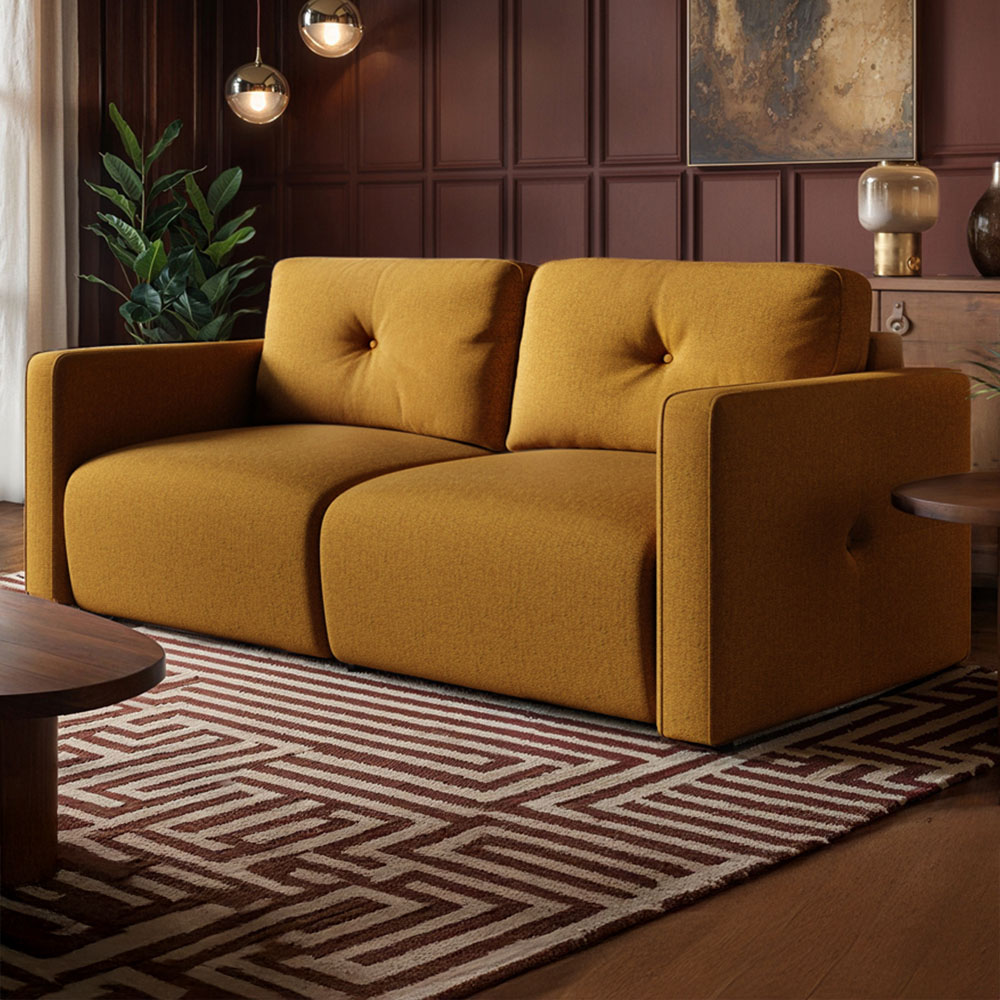 Solace+Co Wilfie 3 Seater Mustard Chenille Sofa Image 1
