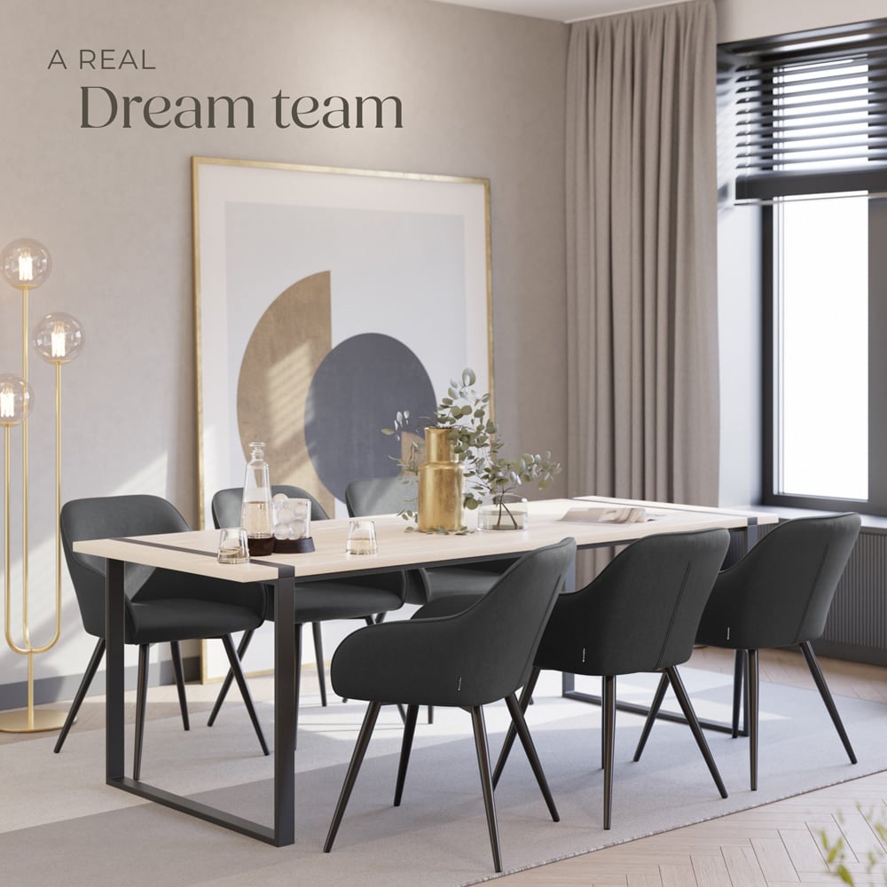 tectake Marilyn Anthracite Black Corduroy Padded Dining Chair Image 3