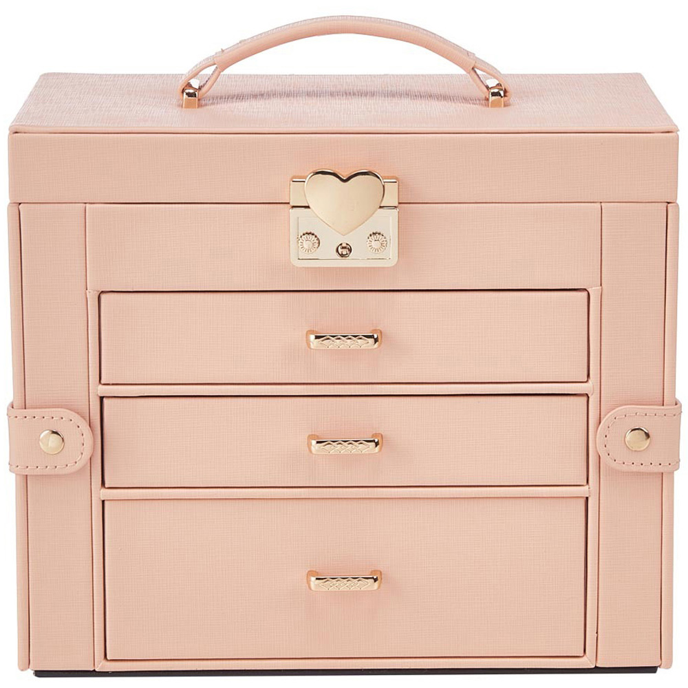 H&O Direct 3 Drawer Pink Jewellery Box Image 1