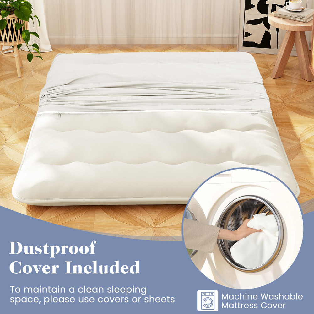Costway King Size Beige Japanese Futon Floor Mattress with Bag Image 3