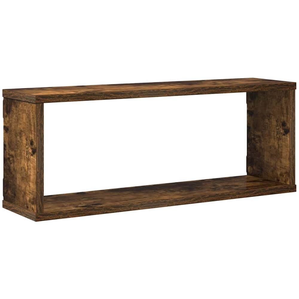 vidaXL 100cm Set of 4 Smoked Oak Cube Floating Wall Shelf Image 5