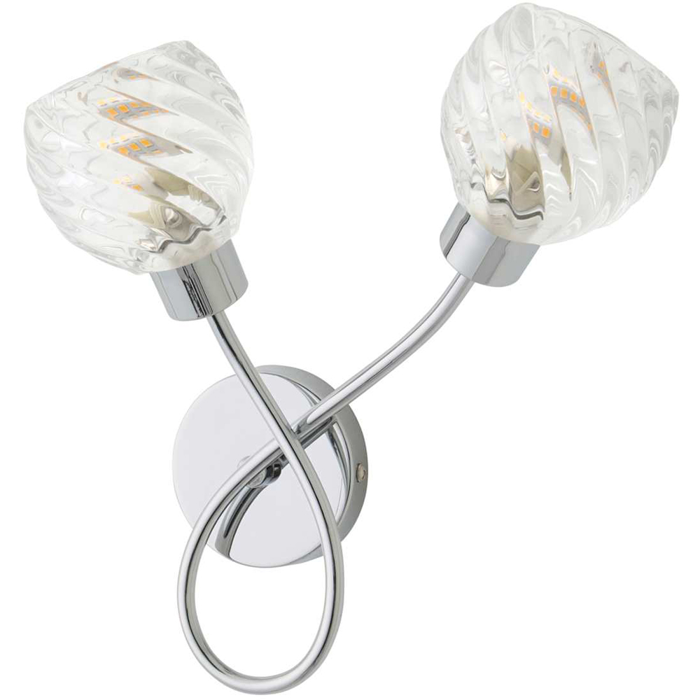 ValueLights Reyka Swirl Glass Shade Chrome 2 Way Wall Light with Bulbs 2 Pack Image 1