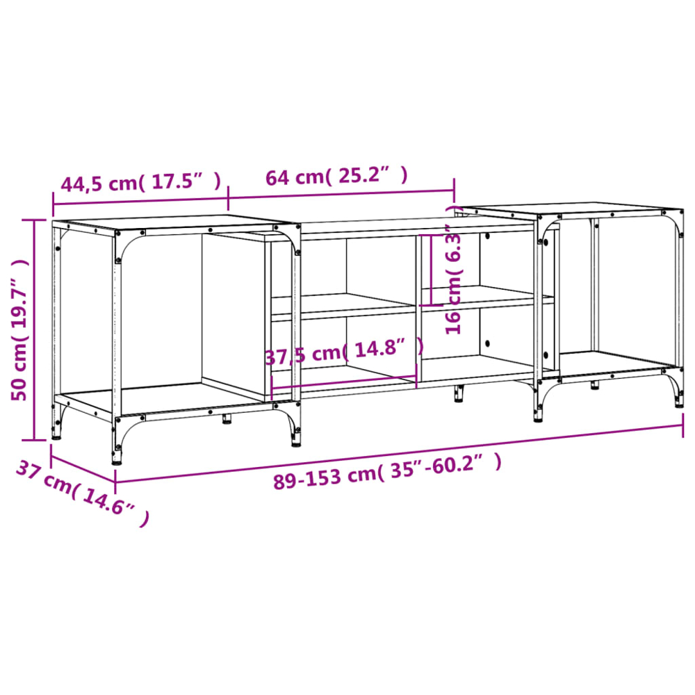 vidaXL 4 Shelf Grey Sonoma Adjustable TV Cabinet Image 9