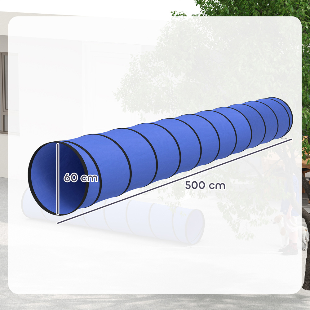 PawHut Foldable Dog Tunnel 500cm with 6 Ground Pegs and Bag Image 9