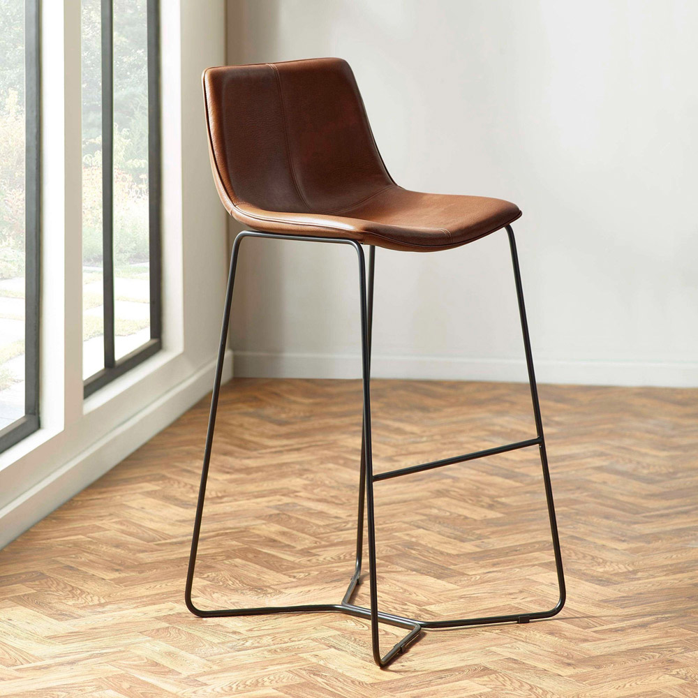Julian Bowen Joren Set of 2 Tan Brown PU Leather Bar Stool Image 6