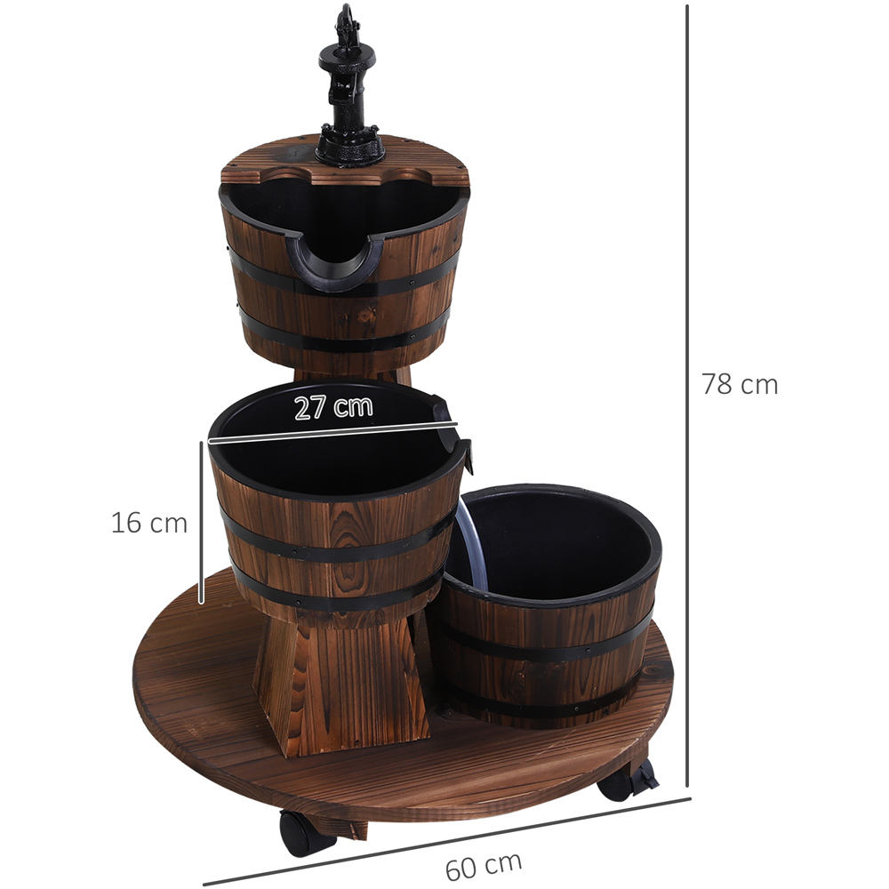 Outsunny 3 Barrel Fir Wood Water Feature with Pump Image 7
