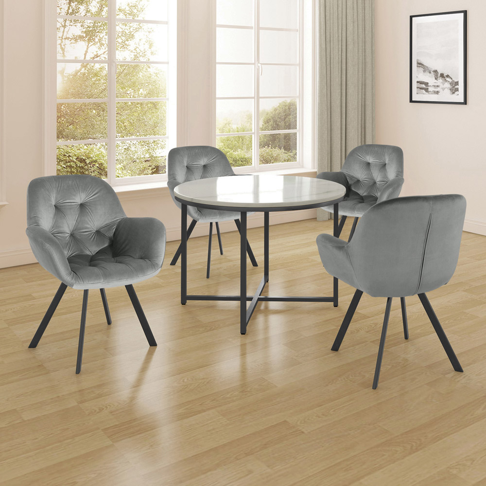 Dorel Elli Set of 2 Grey Blue Velvet Armchair Image 8