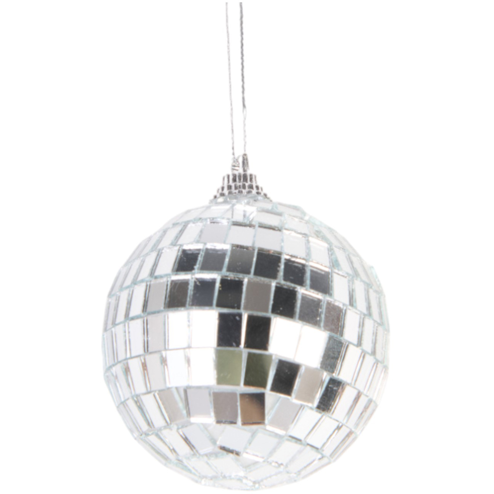 Set of 6 Mirror Ball Hanging Decorations - Silver Image 3