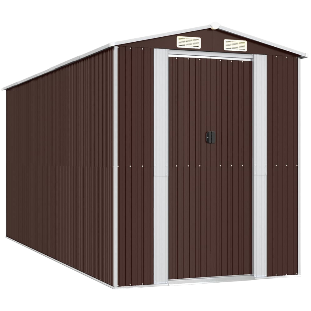 vidaXL 6.3 x 14.4ft Brown Galvanised Steel Garden Shed Image
