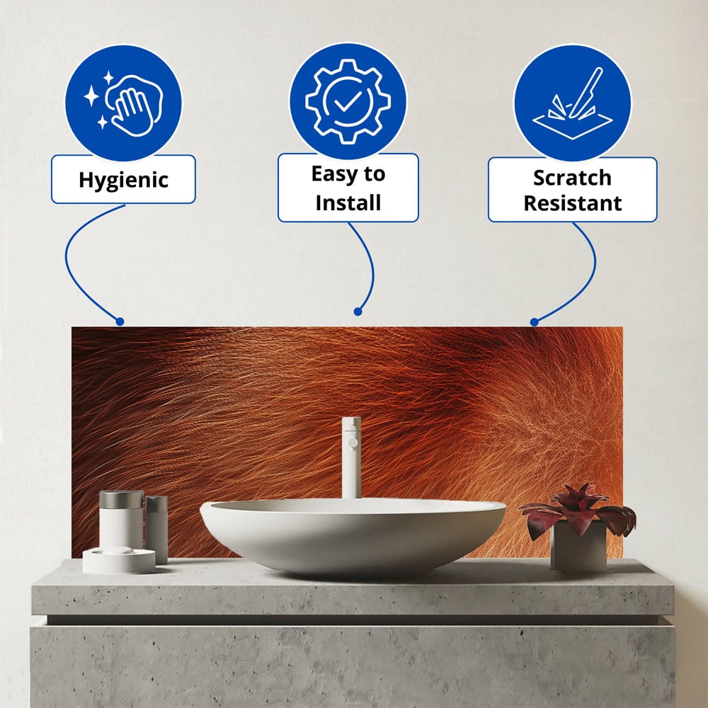 Warren Reed Designer Red Panda Fur Print Bathroom Splashback 25 x 60cm Image 3