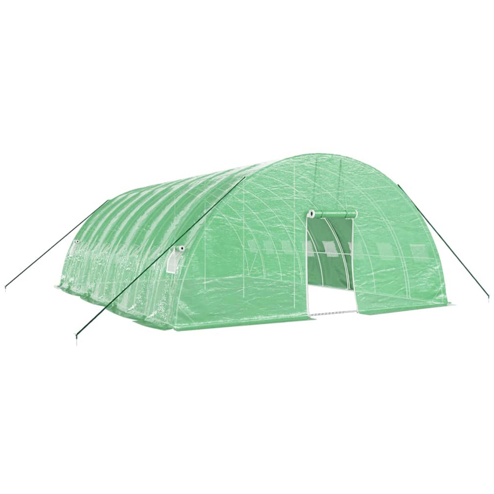vidaXL Green Polyethylene Galvanised Steel Frame 26.2 x 19.6ft Greenhouse Image 1