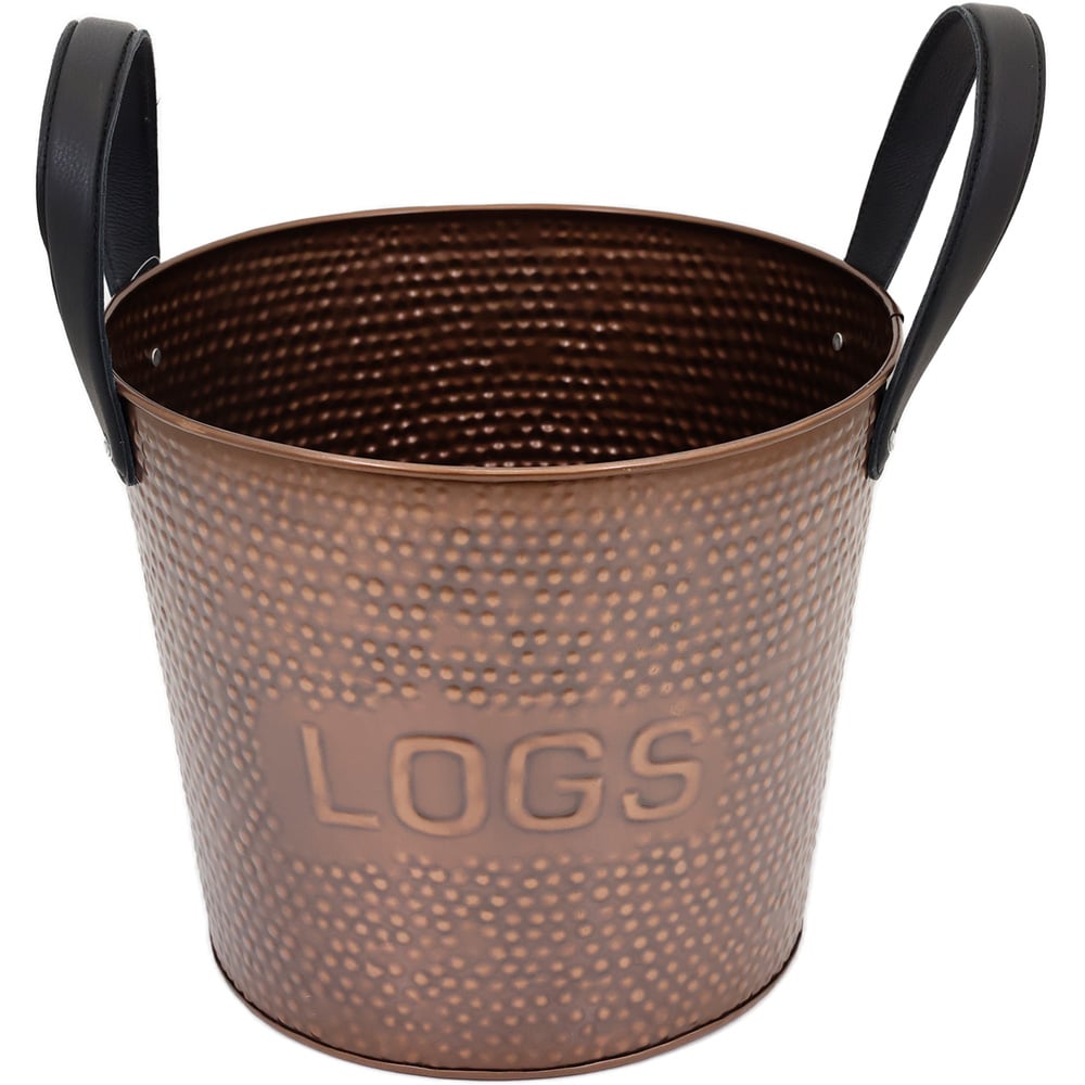 Charles Bentley Small Black Embossed Hammered Firewood Bucket Image 1