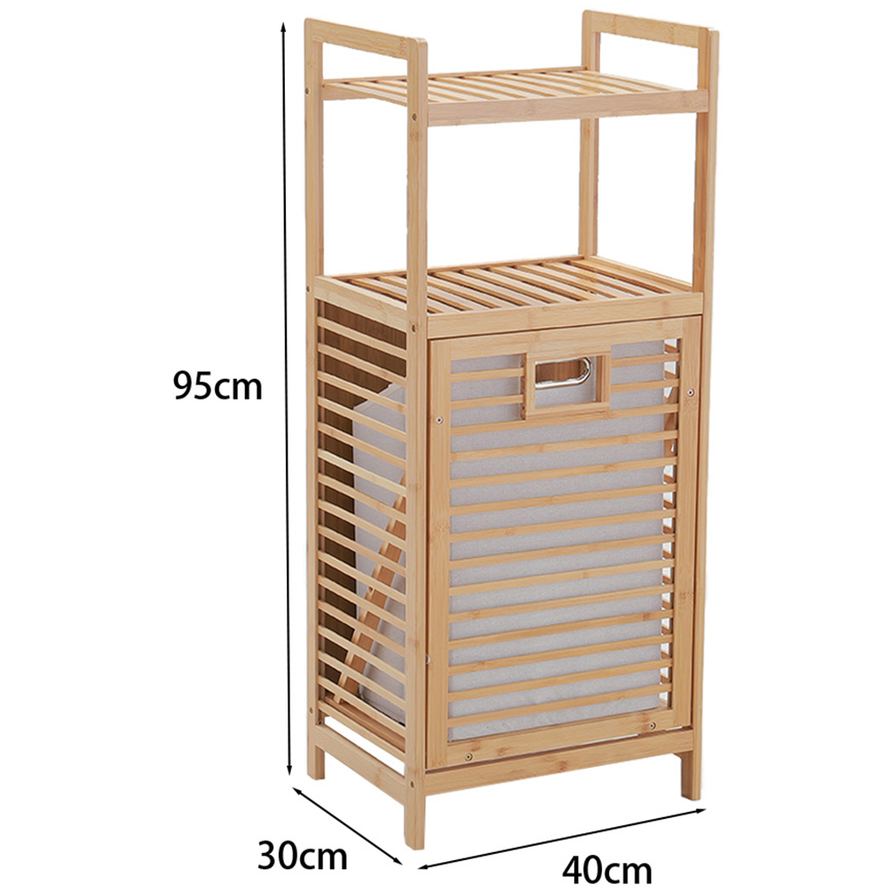 Living And Home Bamboo Laundry Hamper Basket with Liner Bag, Burlywood Image 7