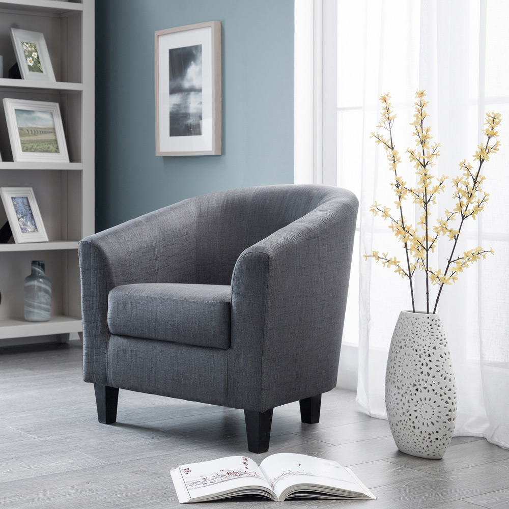 Julian Bowen Hugo Slate Grey Linen Tub Chair  Image 7