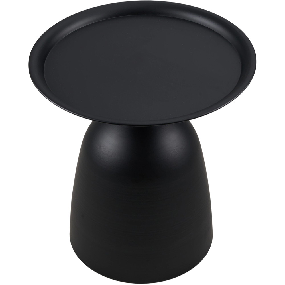 Living and Home Black Round Raised Edge Sculptural Base Side Table Image 4