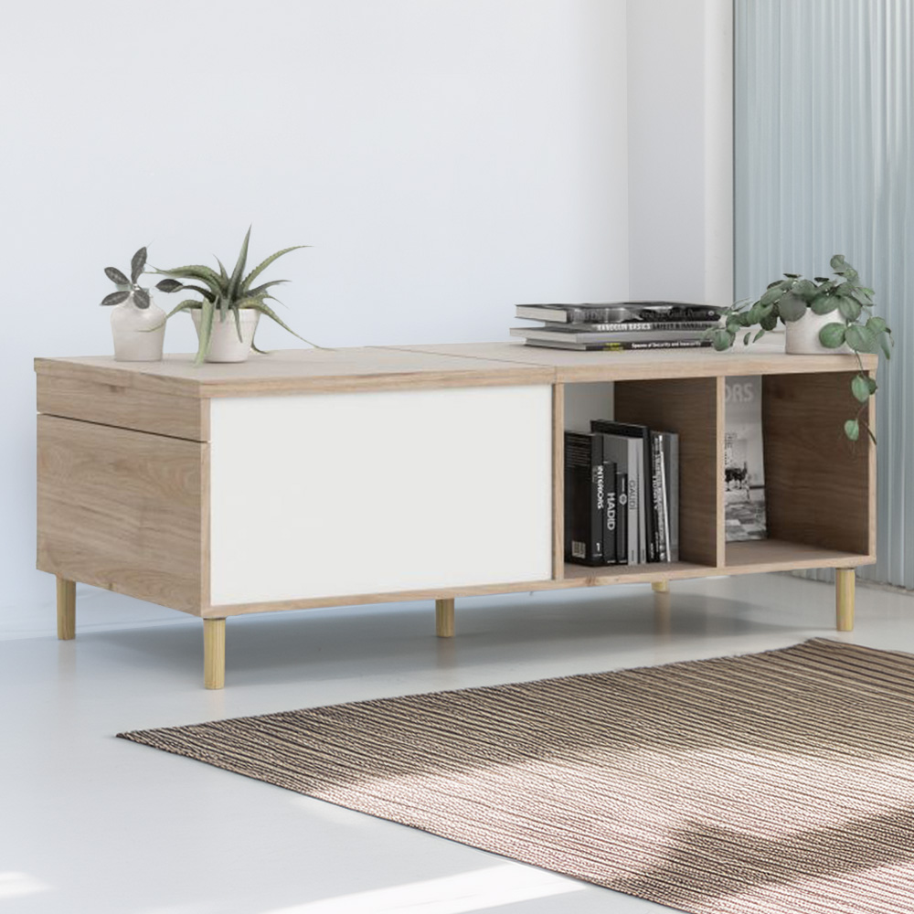 Florence Rome Jackson Hickory Oak and Matt White Coffee Table Image 1