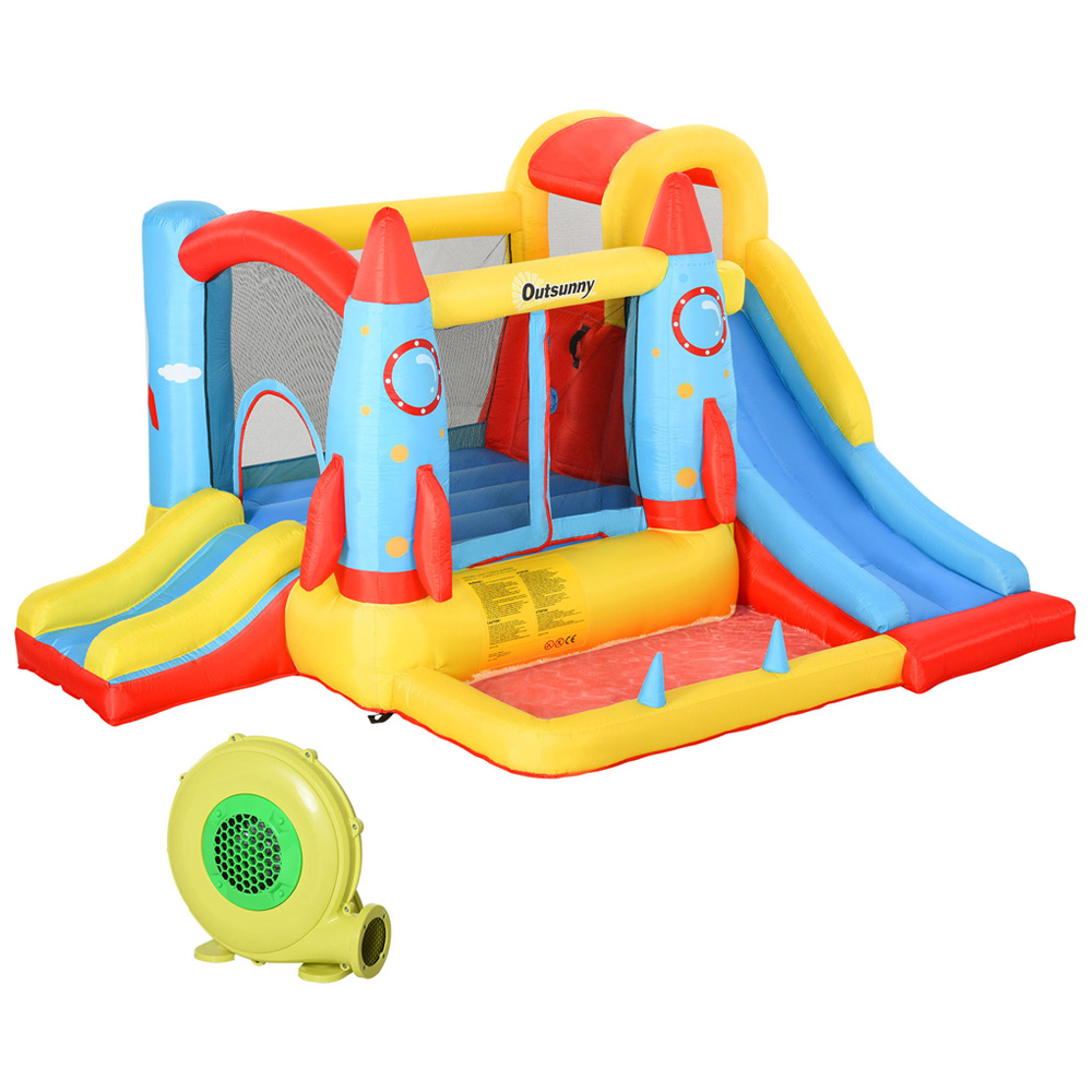 Outsunny Kids Rocket Design Bouncy Castle Image 1