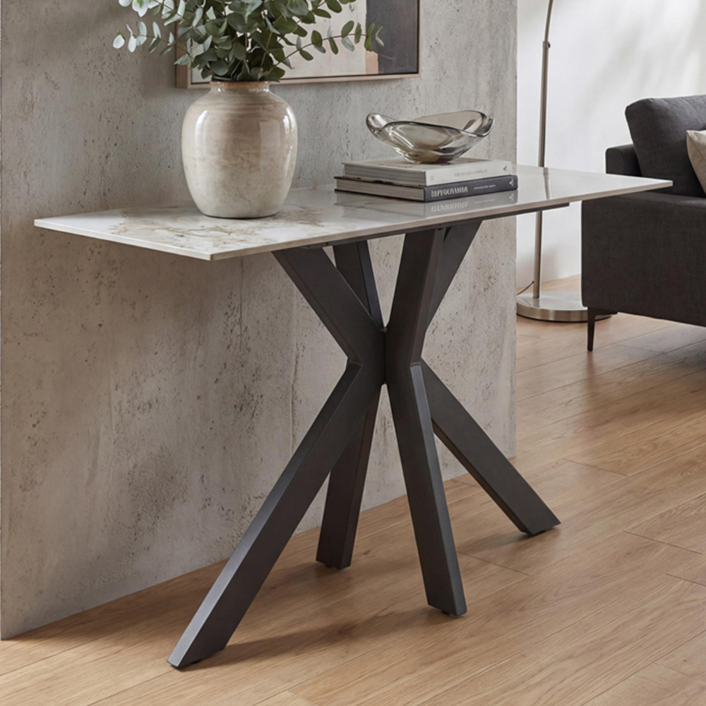 wilko Palermo White Marble Ceramic Console Table Image 1