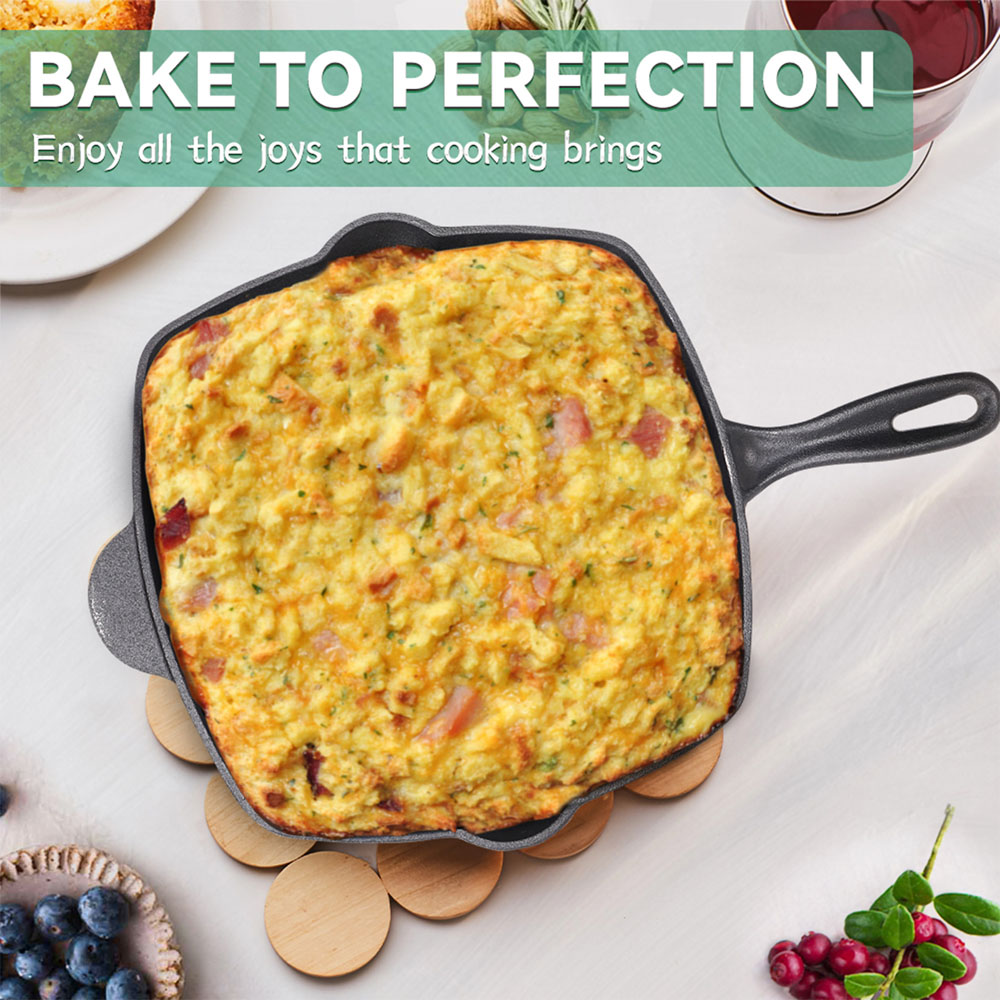 Living and Home Cast Iron Square Griddle Pan with Spouts Image 6