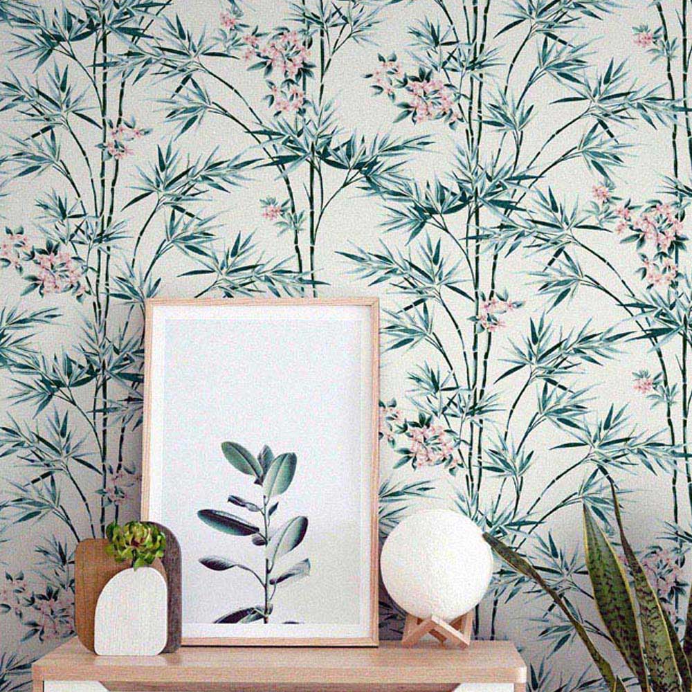 Arthouse Bamboo and Blossom White Wallpaper Image 4