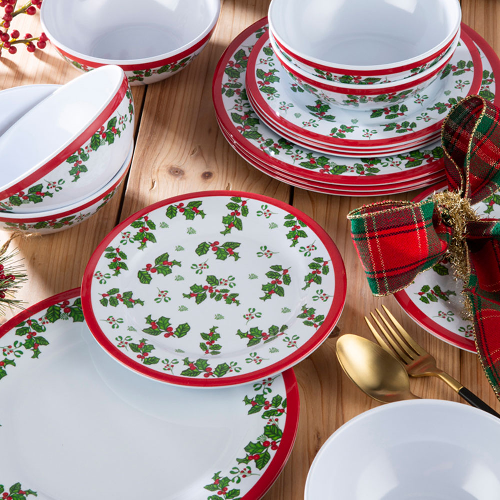 Waterside Melamine Holly 18 Piece Dinner Set Image 3