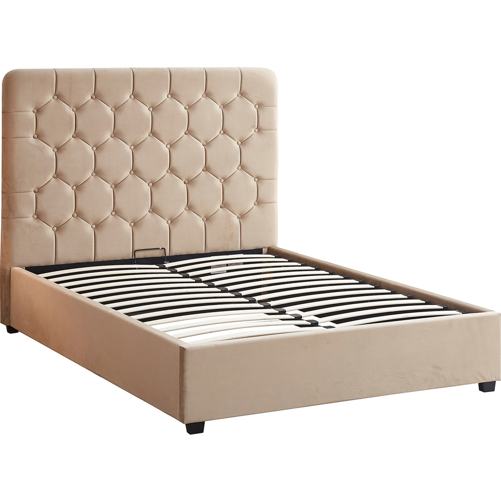Seconique Madison Double Fawn Velvet Fabric Gas Lift Ottoman Bed Frame Image 2
