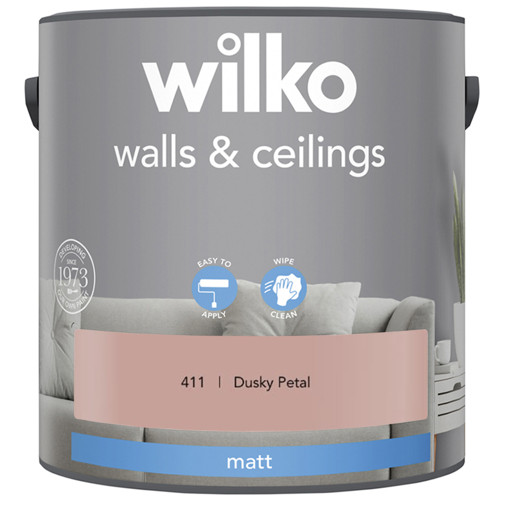 Wilko Walls & Ceilings Dusky Petal Matt Emulsion Paint 2.5L Image 2