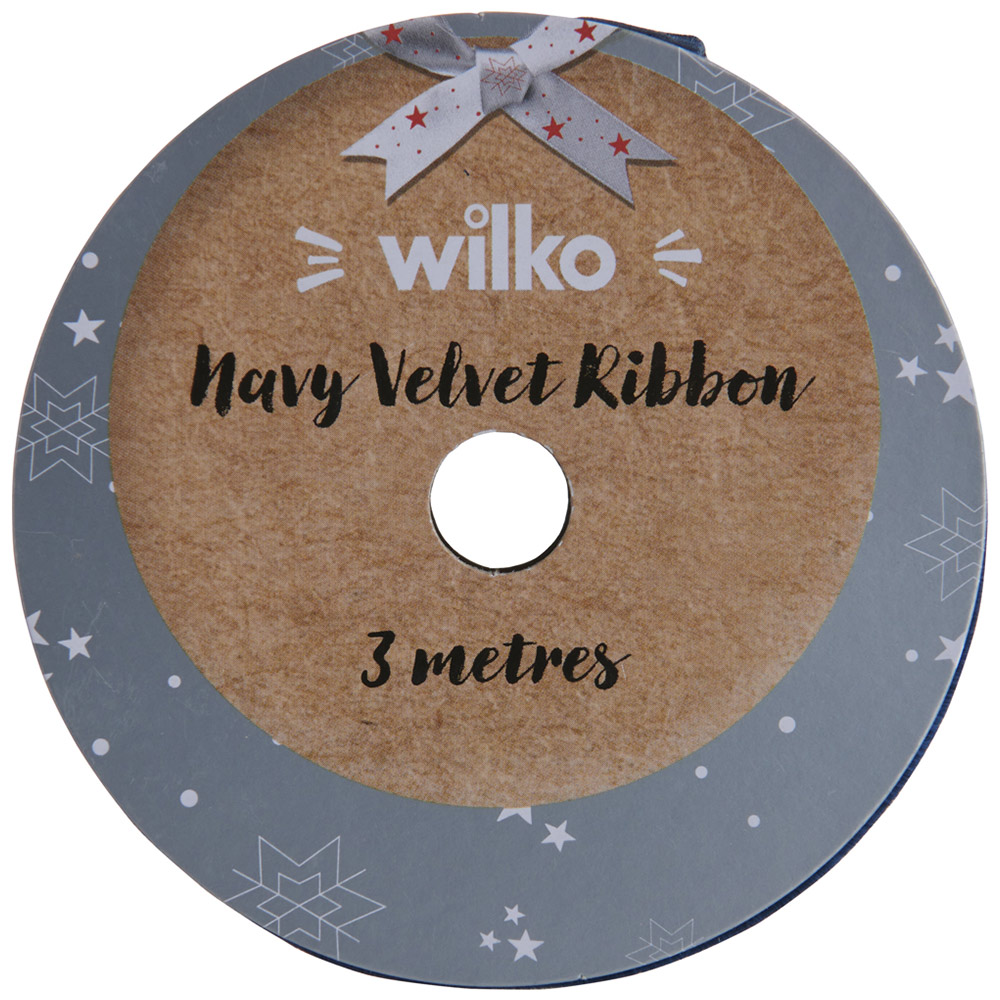wilko Navy Velvet Ribbon 3m Image 3