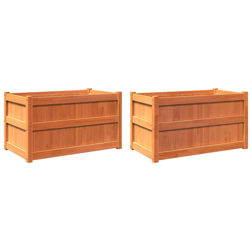 vidaXL Wax Brown Solid Pine Wood Garden Planter 50 x 90 x 50cm 2 Pack Image 6