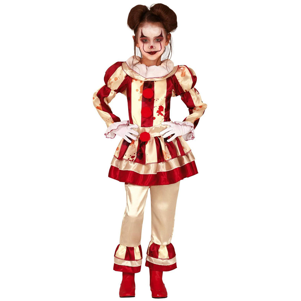 Fiestas Guirca Beige and Burgundy Striped Clown Girl Halloween Costume 5 to 6 Years Image 1