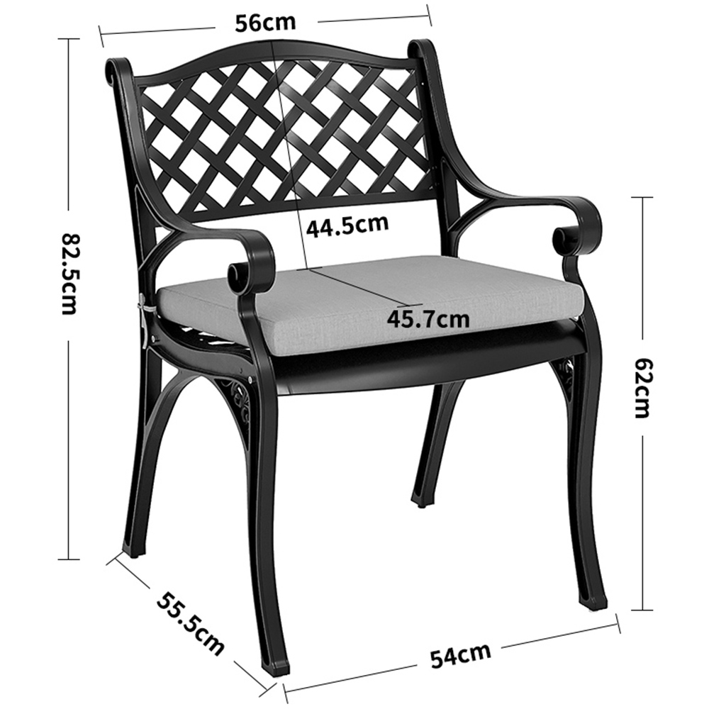 Living and Home Set of 2 Black Aluminium Garden Chairs Image 8