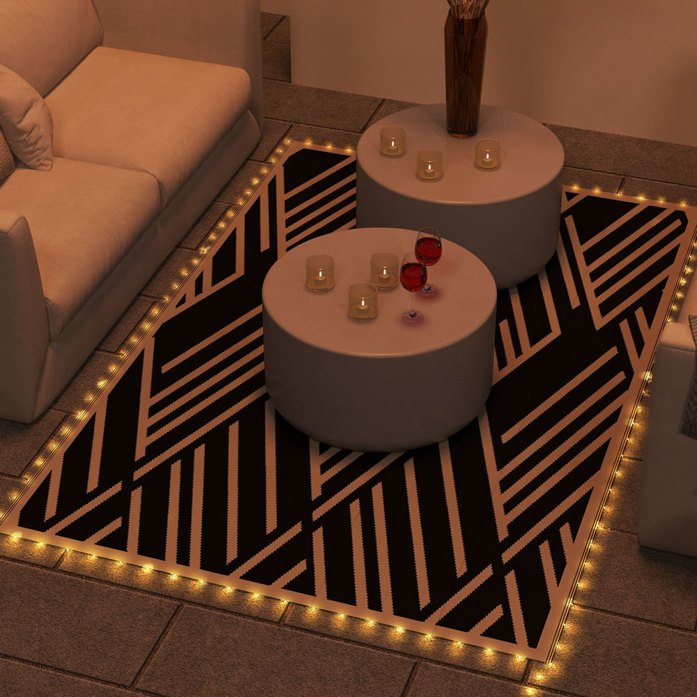 Outsunny Coffee and Black Reversible LED Rug 182 x 274cm Image 2