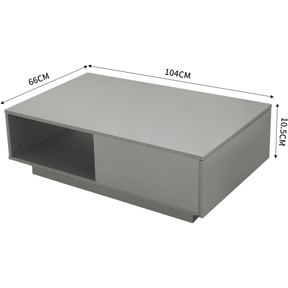 Comfy Living Single Shelf Single Drawer Grey High Gloss Contemporary LED Coffee Table Image 6