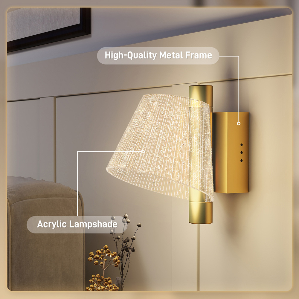HOMCOM Gold Modern Starry LED Wall Light 2 Pack Image 6