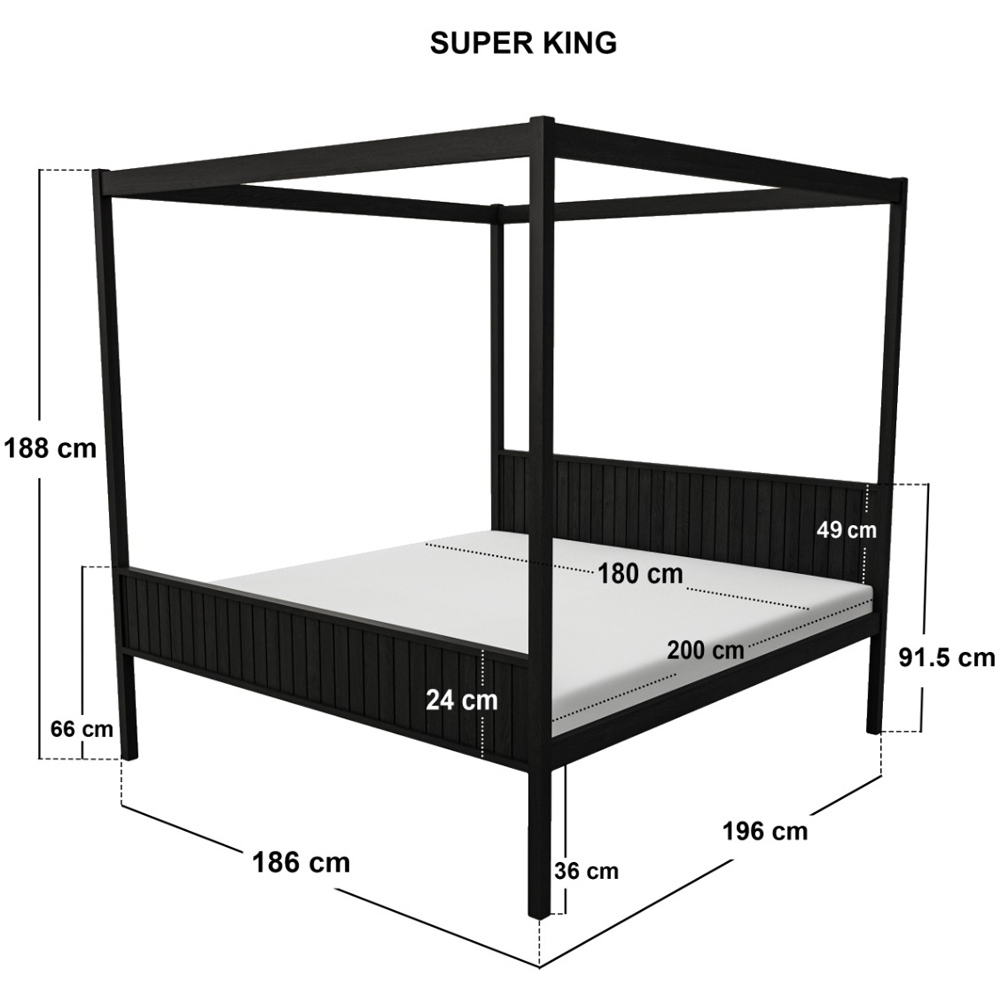 Flair Maddy Super King Size Black 4 Poster Bed Image 6