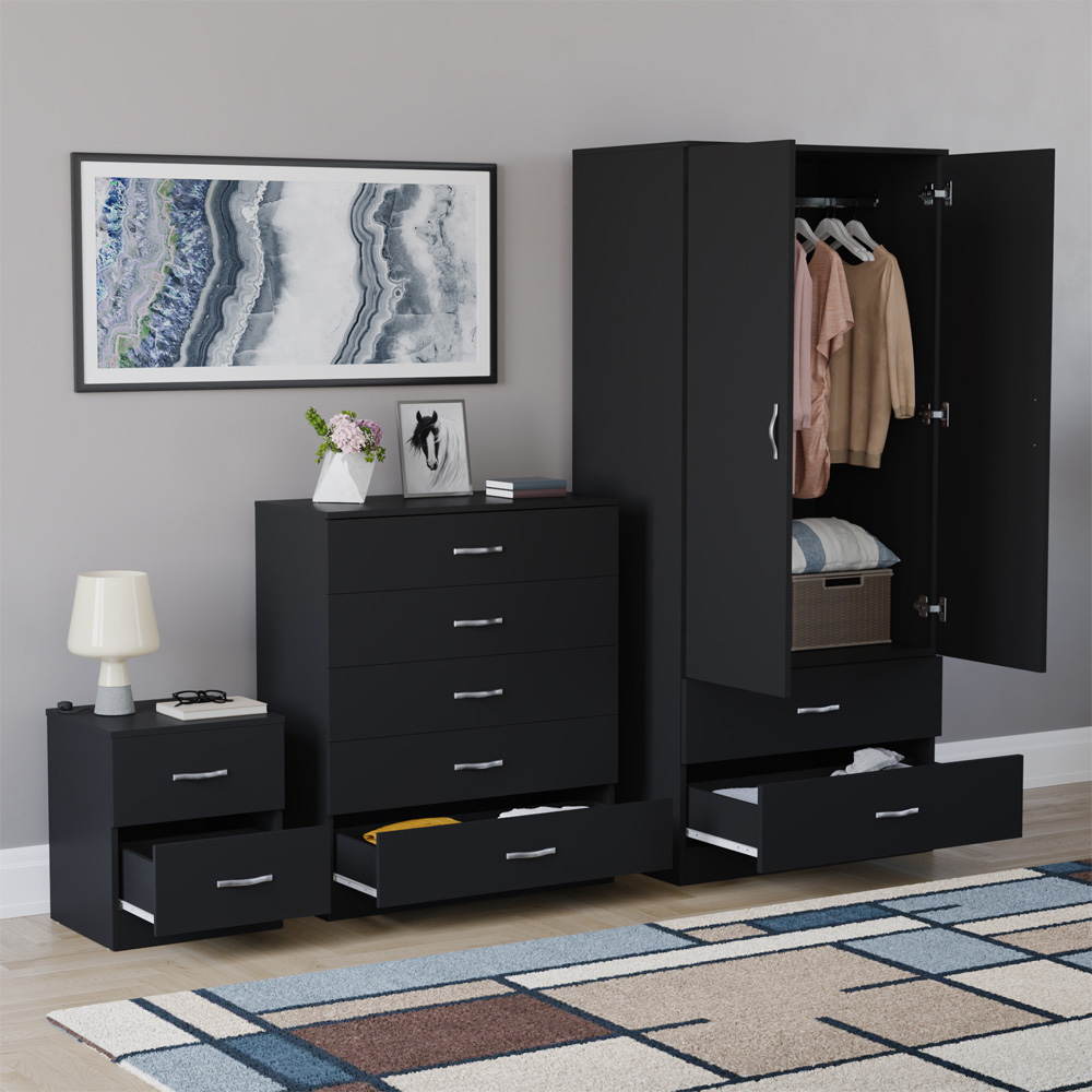 VIDA DESIGNS Riano Black 3 Piece Bedroom Furniture Set Image 5