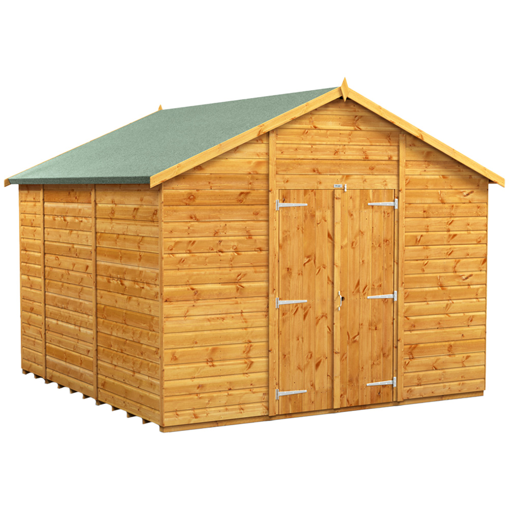 Power Sheds 10 x 10ft Double Door Apex Wooden Shed Image 1